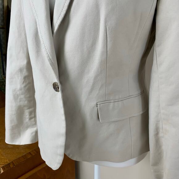 Banana Republic Petite Size 12P Blazer Jacket Beige 1 Button Cotton Career Work - Picture 6 of 13